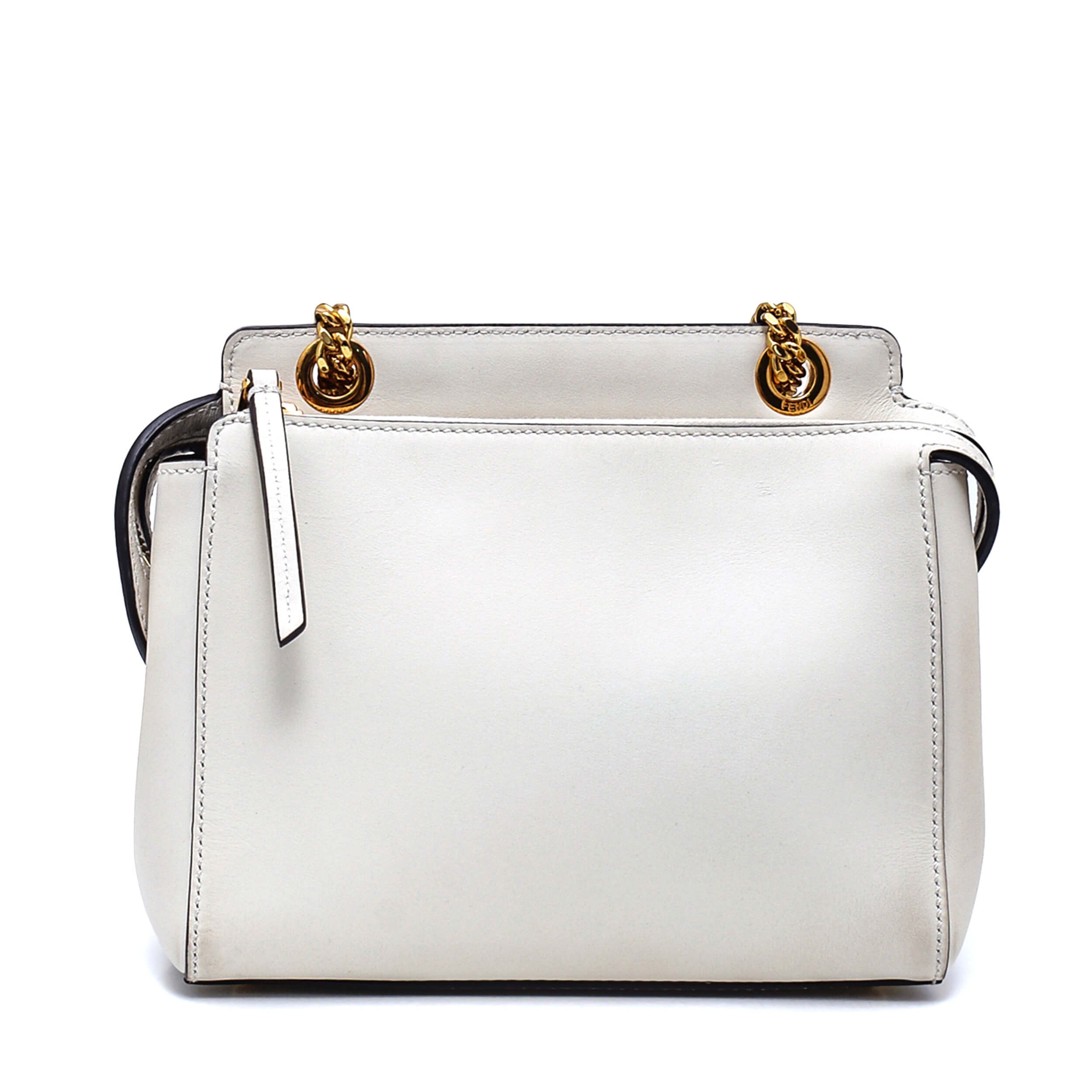 Fendi - White Leather Whipstitch Small Dotcom Bag 